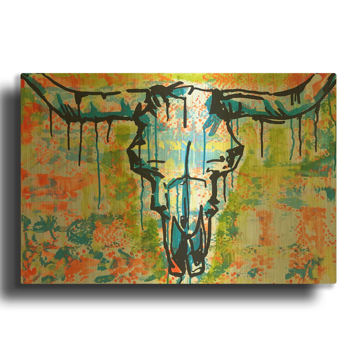 'Bull Skull' By Dean Russo Gold Metal Wall Art
