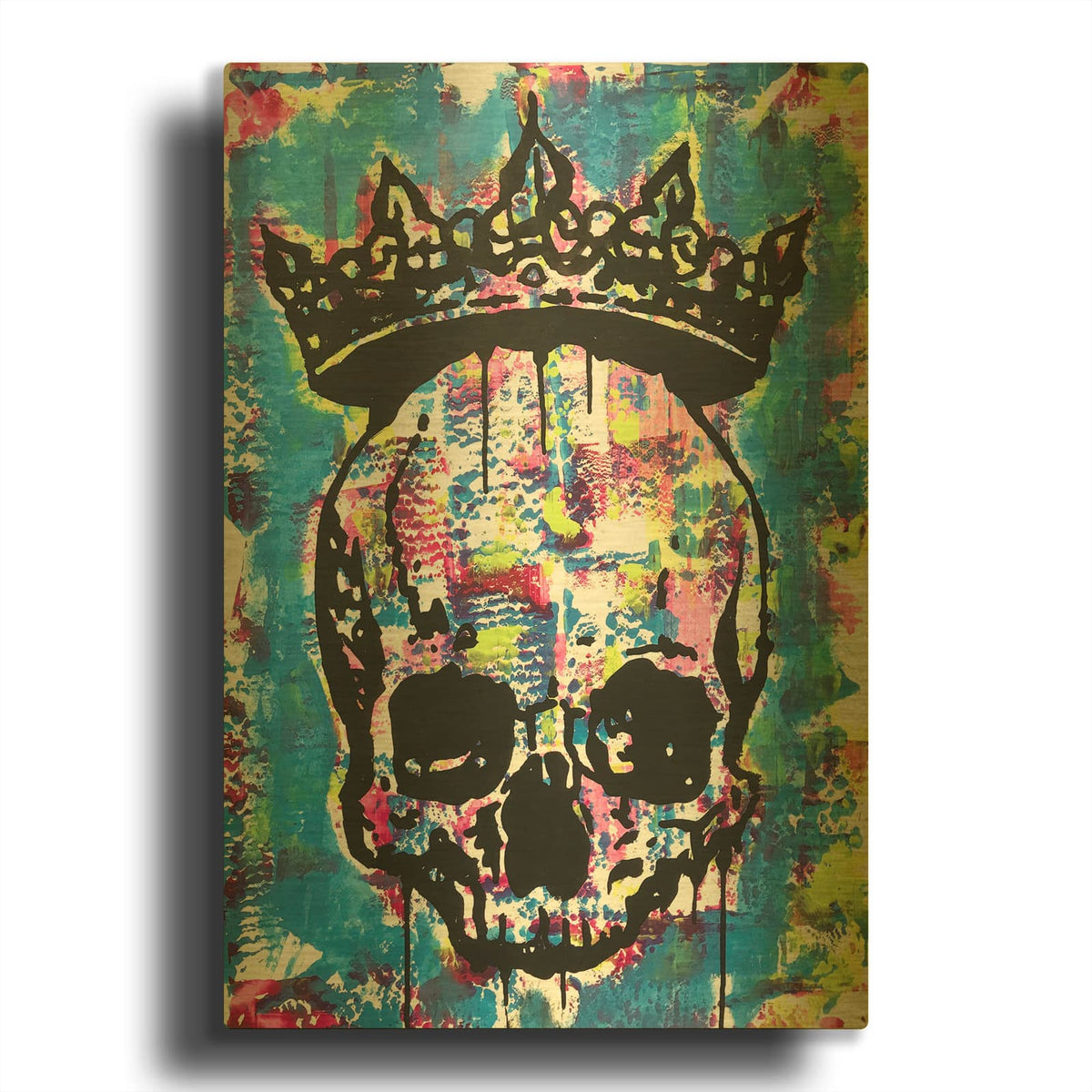 'Crowned Skull' By Dean Russo Gold Metal Wall Art