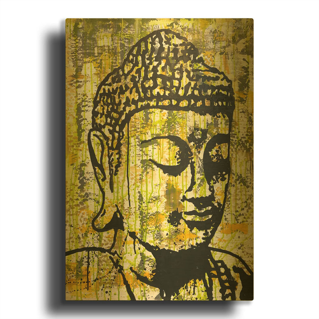 'Yellow Meditating' By Dean Russo Gold Metal Wall Art