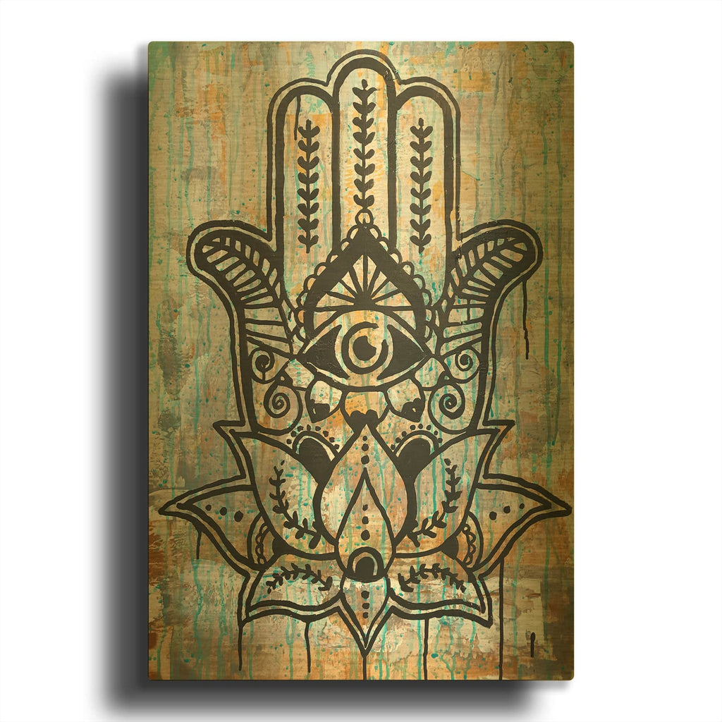 'Yellow Spirituality' By Dean Russo Gold Metal Wall Art