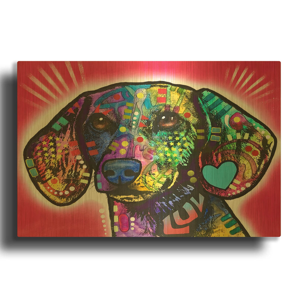 'Luv Doxie' By Dean Russo Gold Metal Wall Art