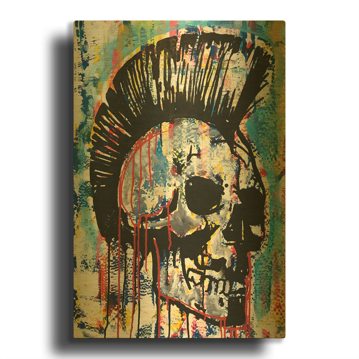 'Punk Skull' By Dean Russo Gold Metal Wall Art