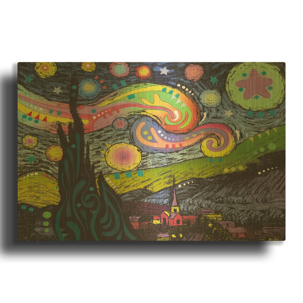 'Starry Night 2' By Dean Russo Gold Metal Wall Art