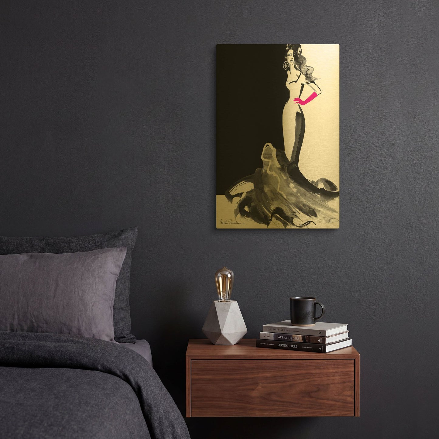 'Ball Gown' By Aasha Ramdeen Gold Metal Wall Art
