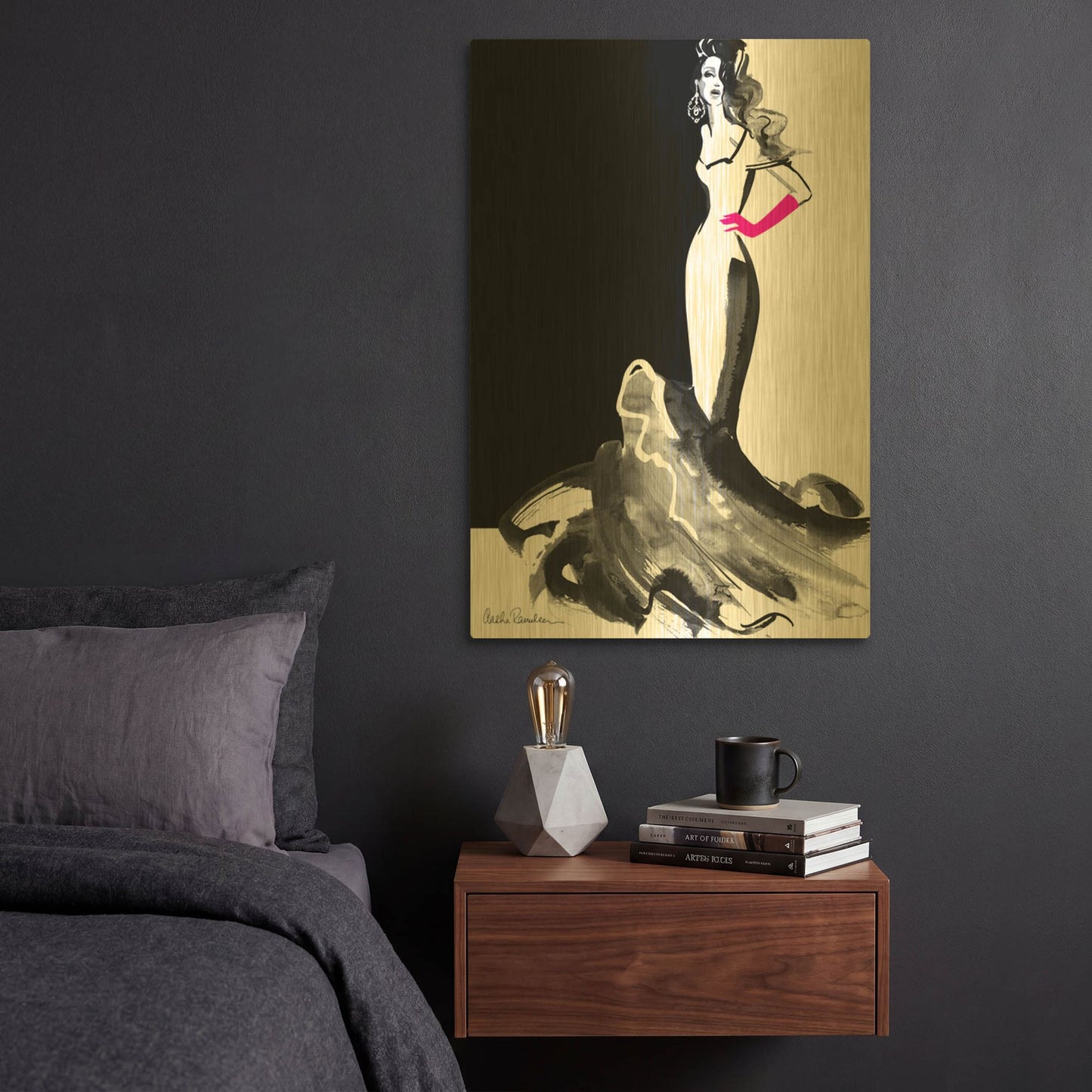 'Ball Gown' By Aasha Ramdeen Gold Metal Wall Art
