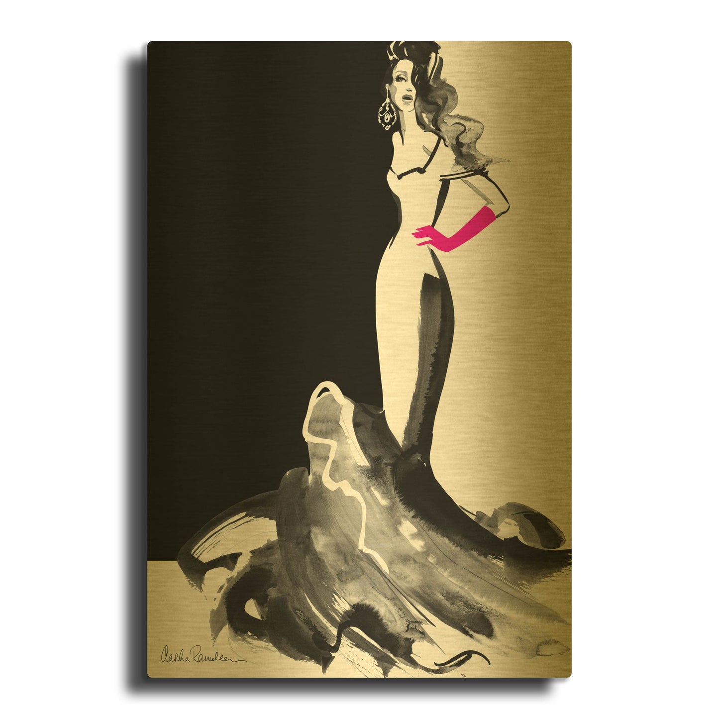 'Ball Gown' By Aasha Ramdeen Gold Metal Wall Art
