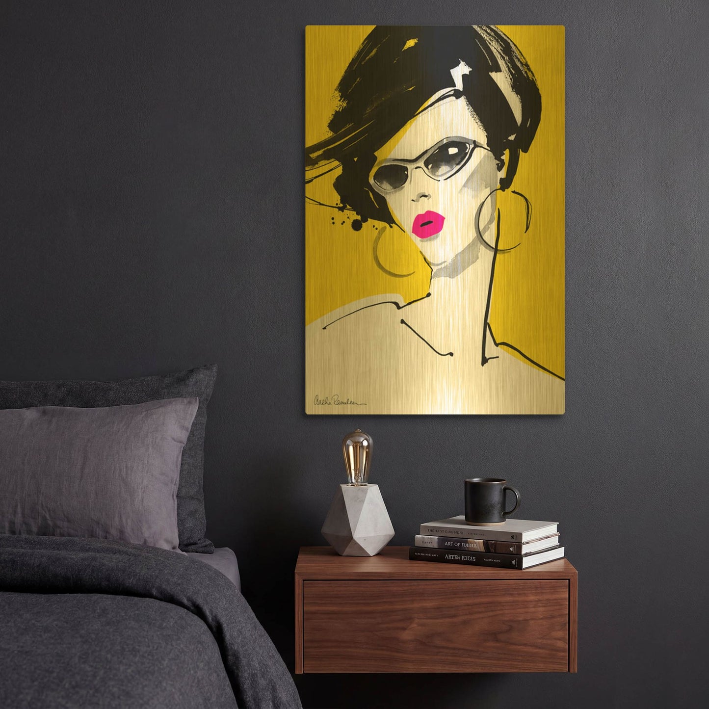 'Sunglasses' By Aasha Ramdeen Gold Metal Wall Art