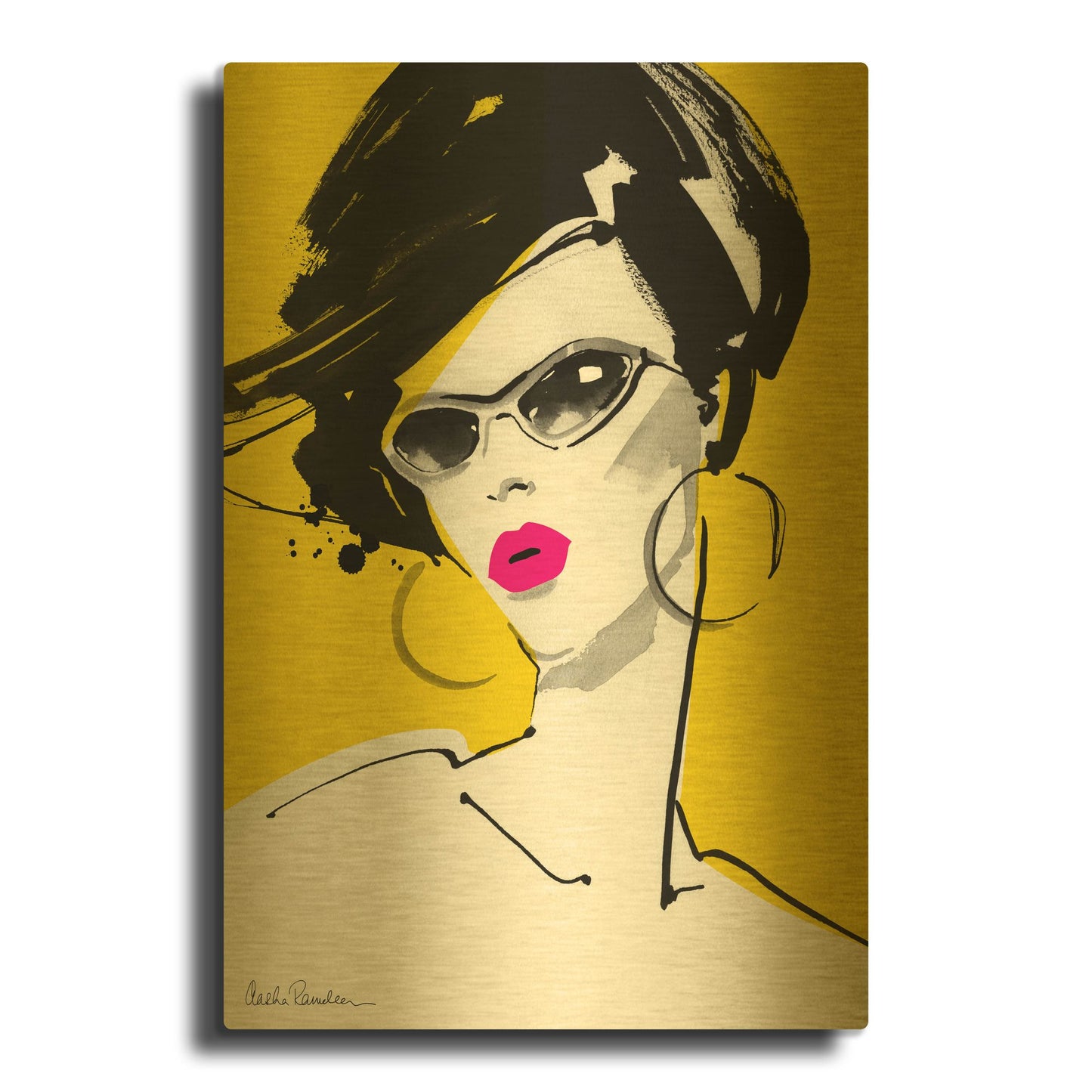 'Sunglasses' By Aasha Ramdeen Gold Metal Wall Art