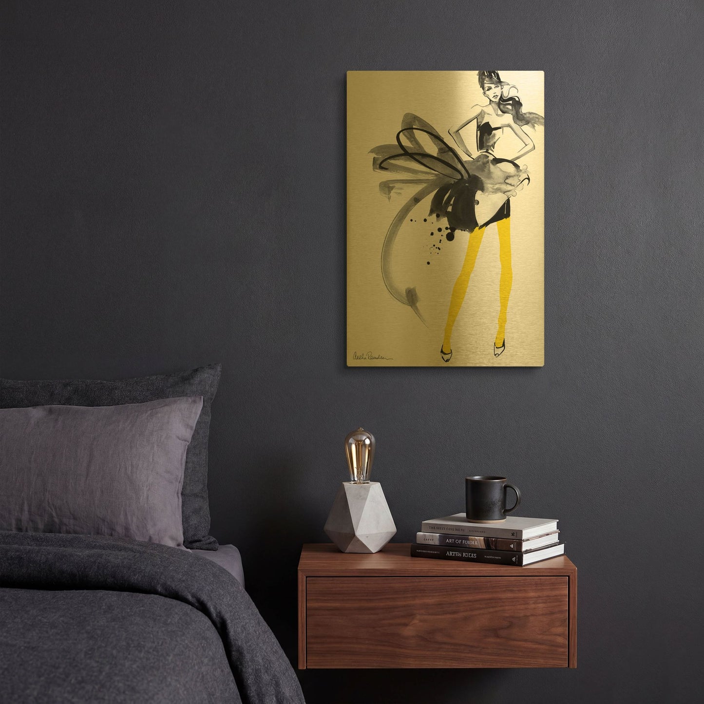 'Yellow Tights' By Aasha Ramdeen Gold Metal Wall Art