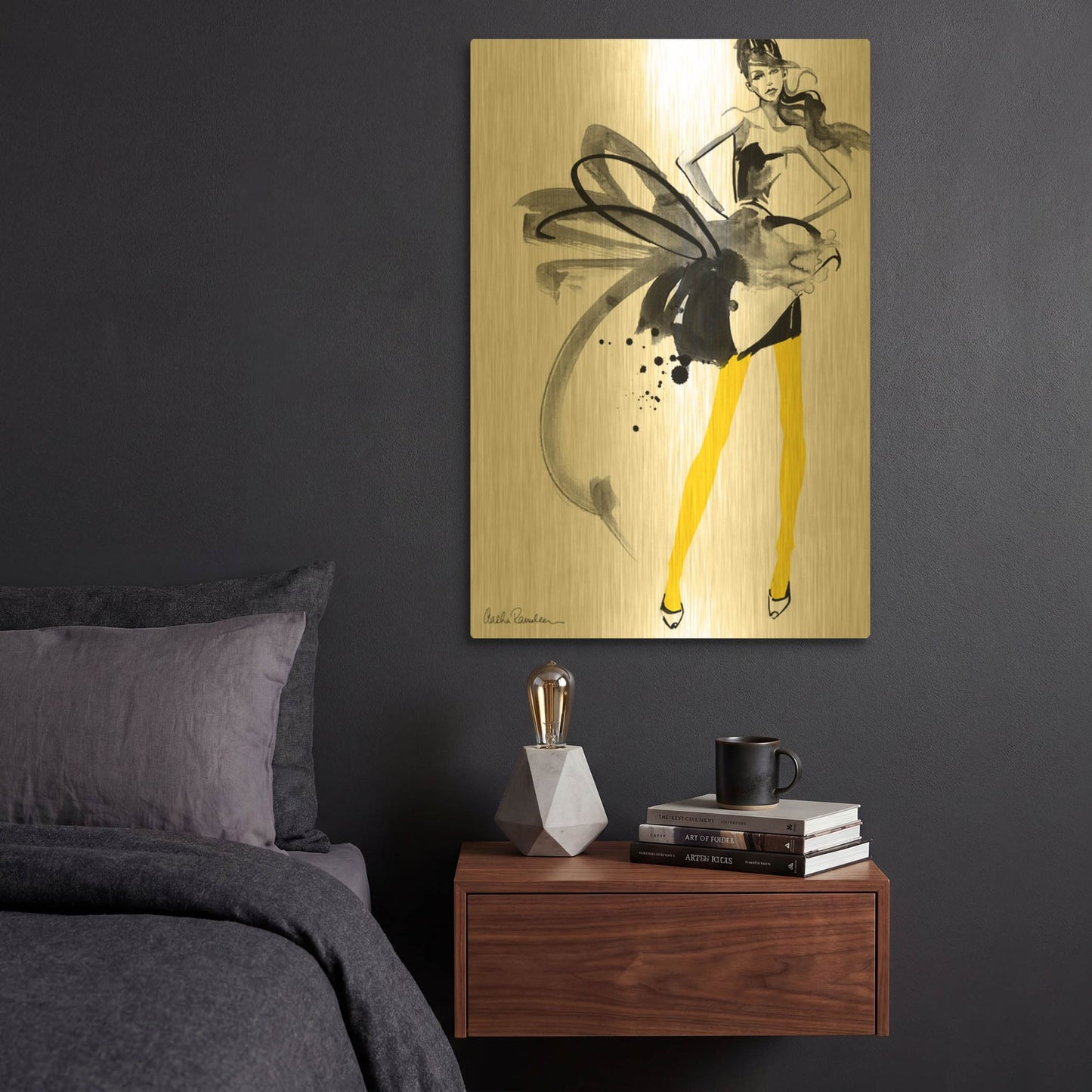 'Yellow Tights' By Aasha Ramdeen Gold Metal Wall Art