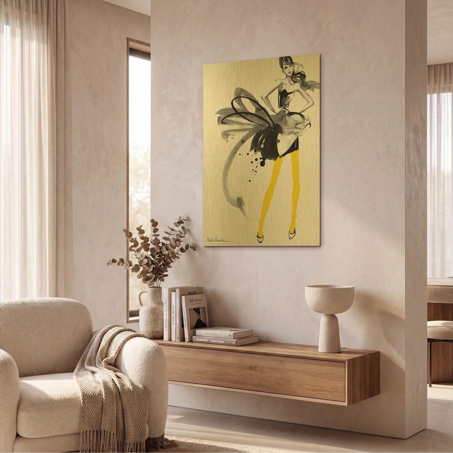 'Yellow Tights' By Aasha Ramdeen Gold Metal Wall Art