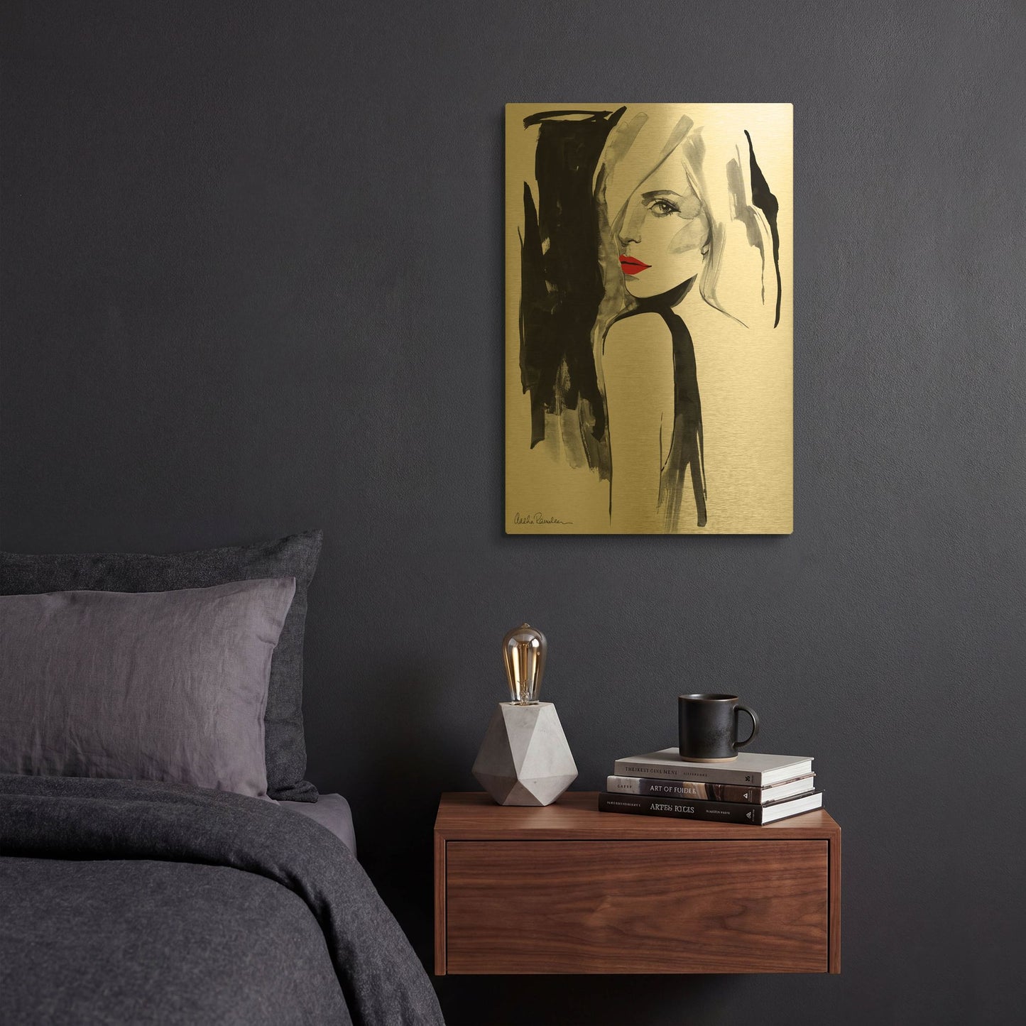 'Over The Shoulder' By Aasha Ramdeen Gold Metal Wall Art
