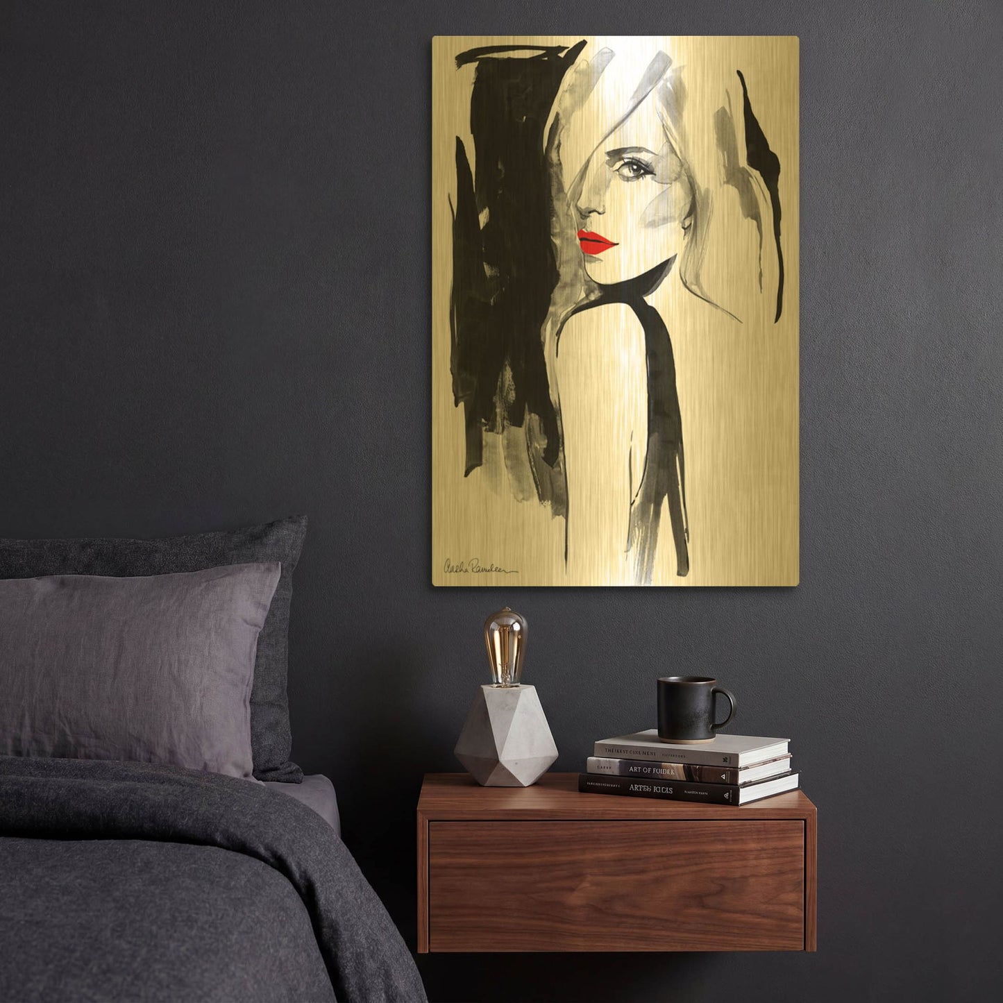 'Over The Shoulder' By Aasha Ramdeen Gold Metal Wall Art