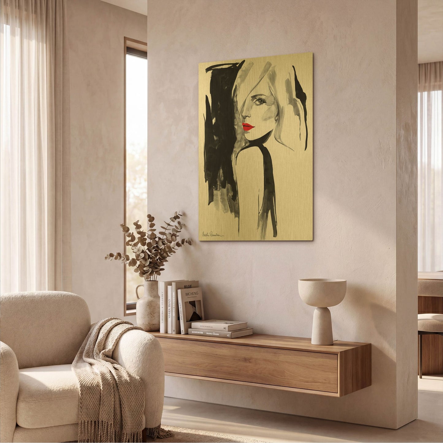 'Over The Shoulder' By Aasha Ramdeen Gold Metal Wall Art