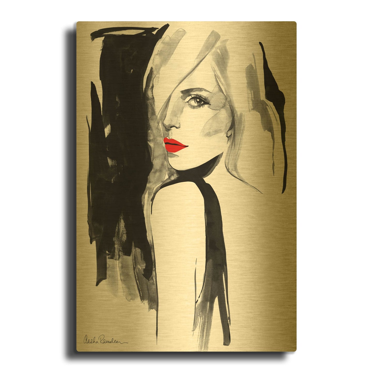 'Over The Shoulder' By Aasha Ramdeen Gold Metal Wall Art