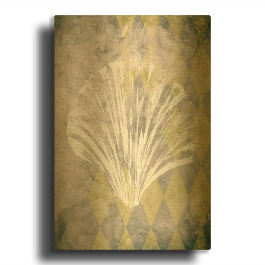 'Vintage Harlequin Shell 2' By Alicia Soave Gold Metal Wall Art