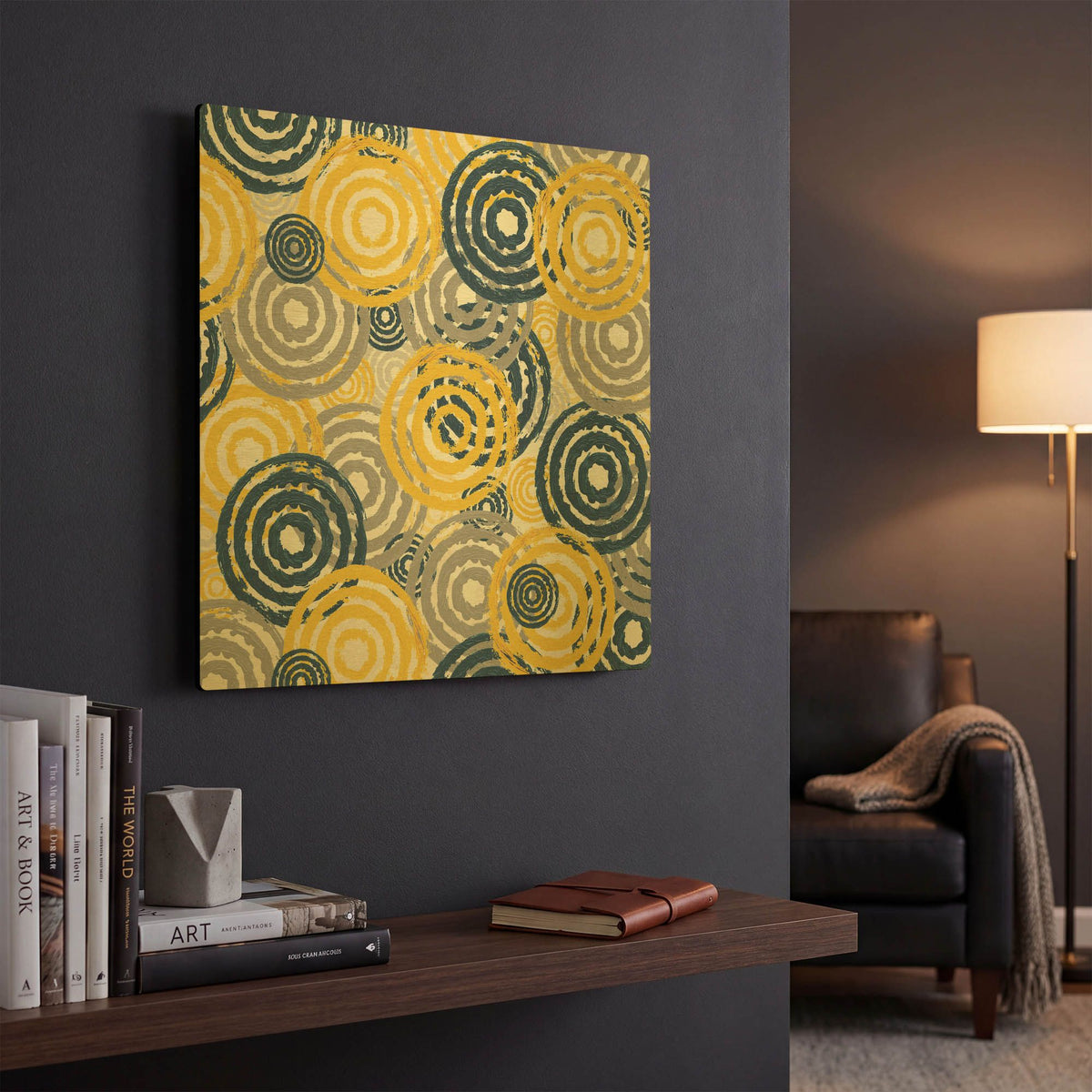 'New Circles 1' By Alicia Soave Gold Metal Wall Art