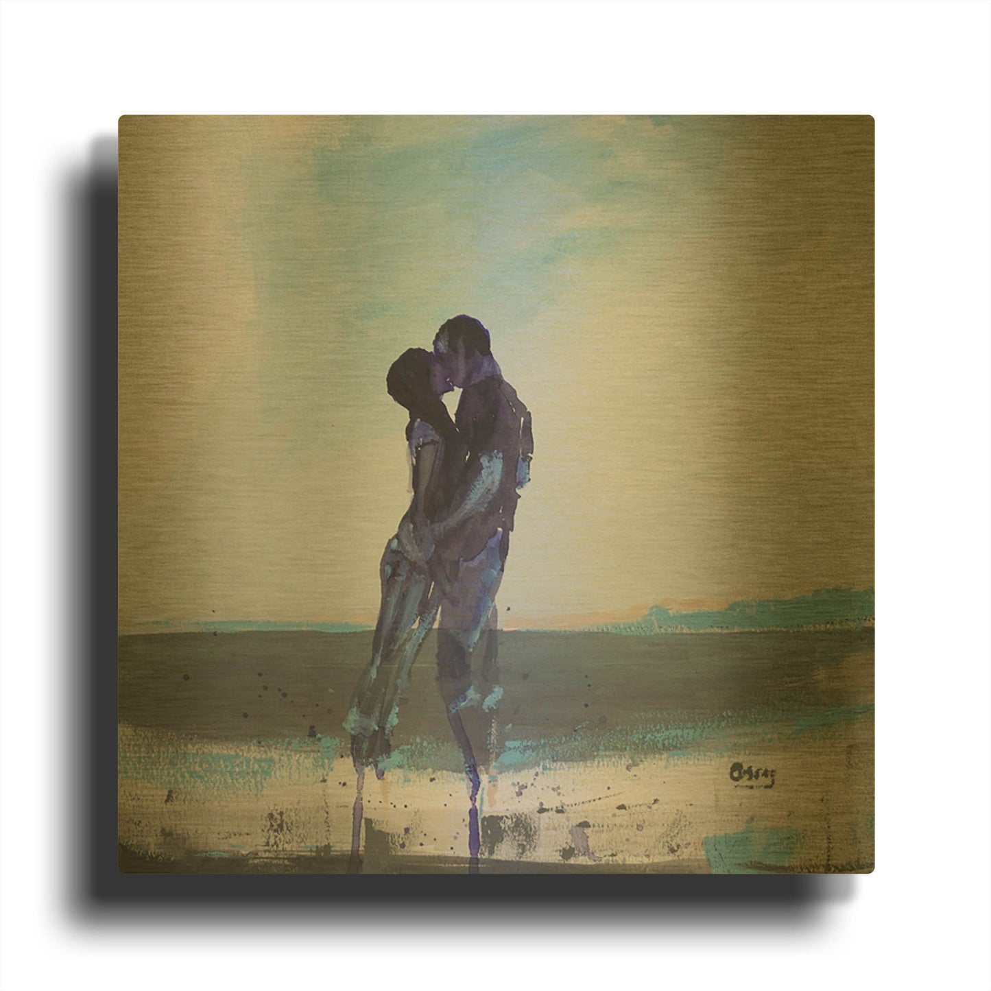 'Before Sunrise' By Oscar Alvarez Pardo Gold Metal Wall Art