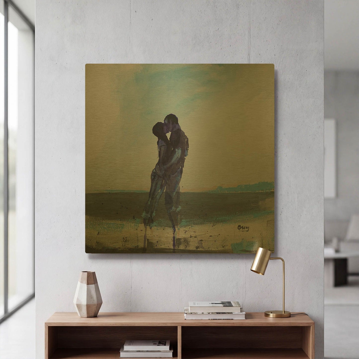 'Before Sunrise' By Oscar Alvarez Pardo Gold Metal Wall Art
