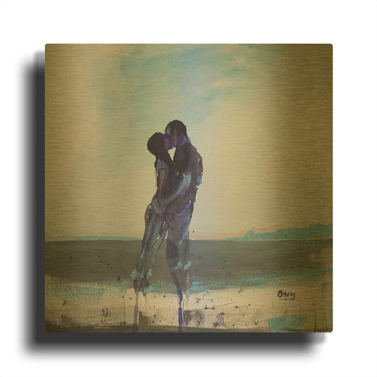 'Before Sunrise' By Oscar Alvarez Pardo Gold Metal Wall Art