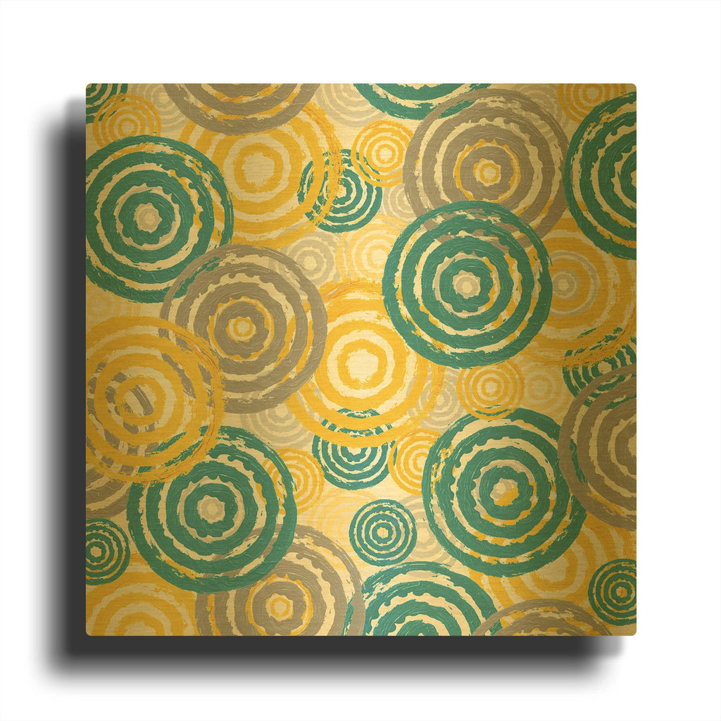 'New Circles 2' By Alicia Soave Gold Metal Wall Art