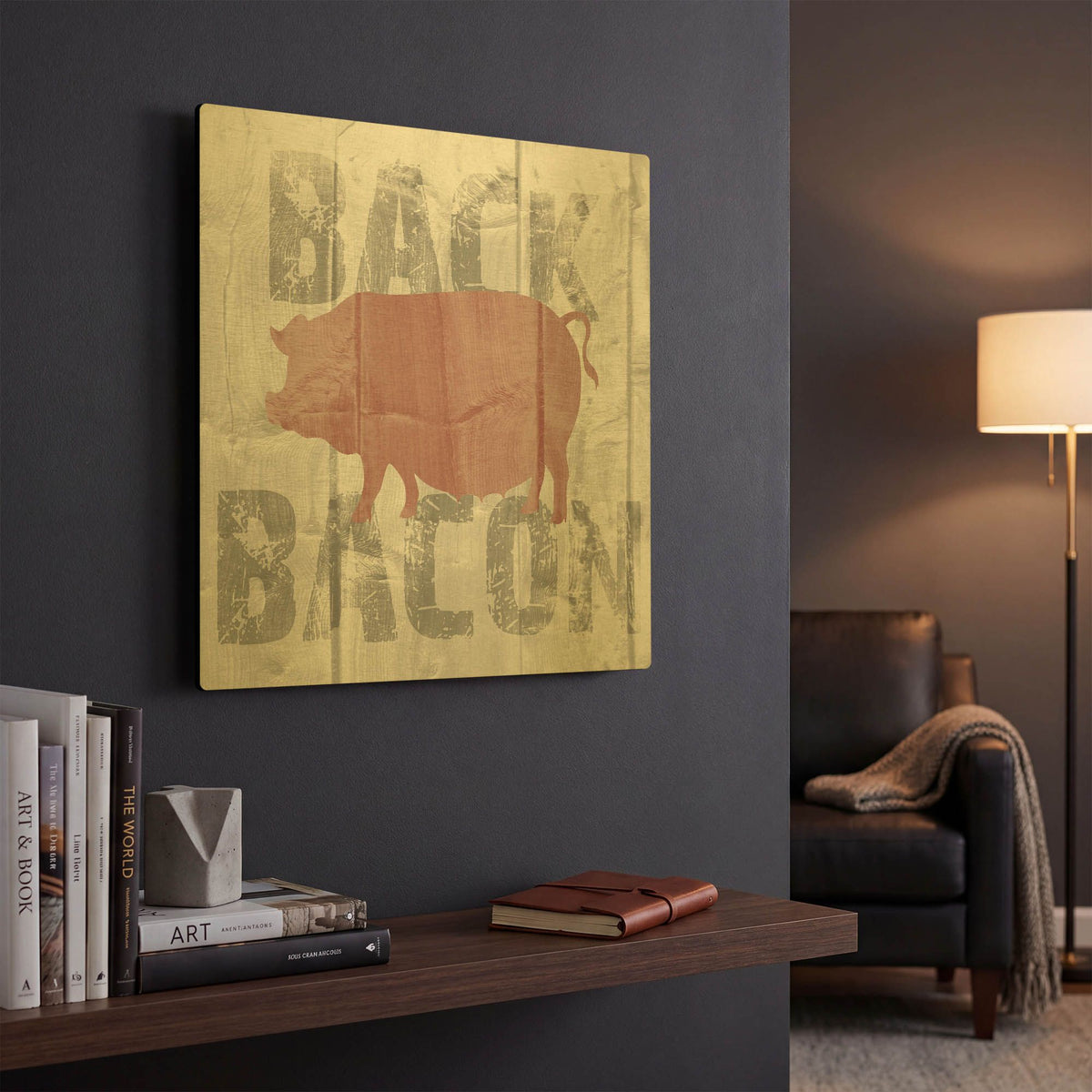 'Back Bacon' By Alicia Soave Gold Metal Wall Art