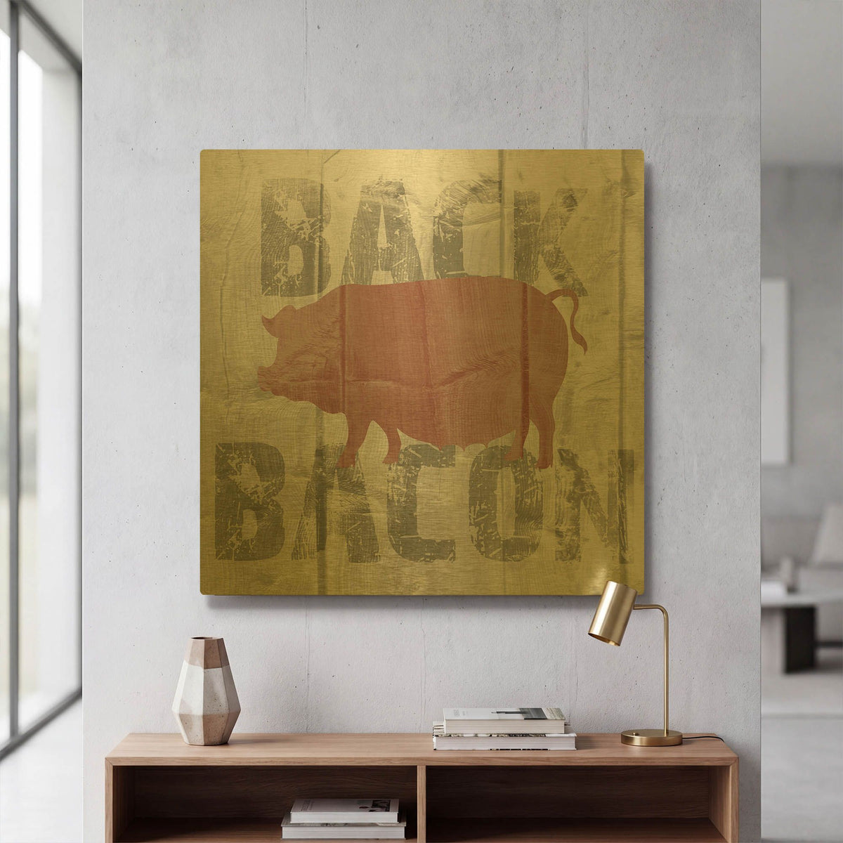 'Back Bacon' By Alicia Soave Gold Metal Wall Art
