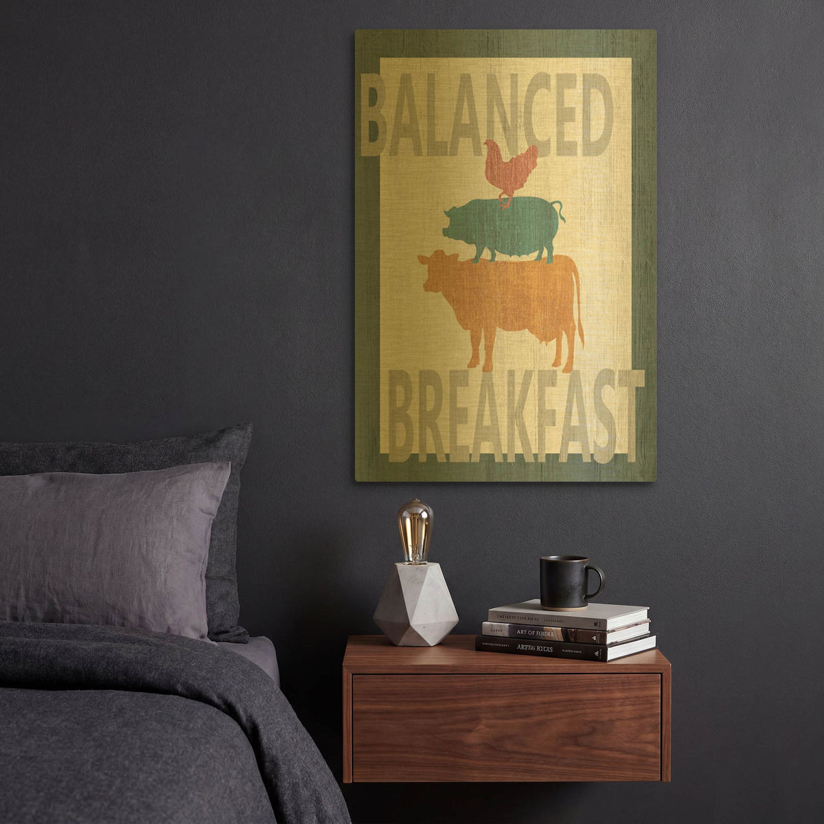 'Balanced Breakfast One' By Alicia Soave Gold Metal Wall Art