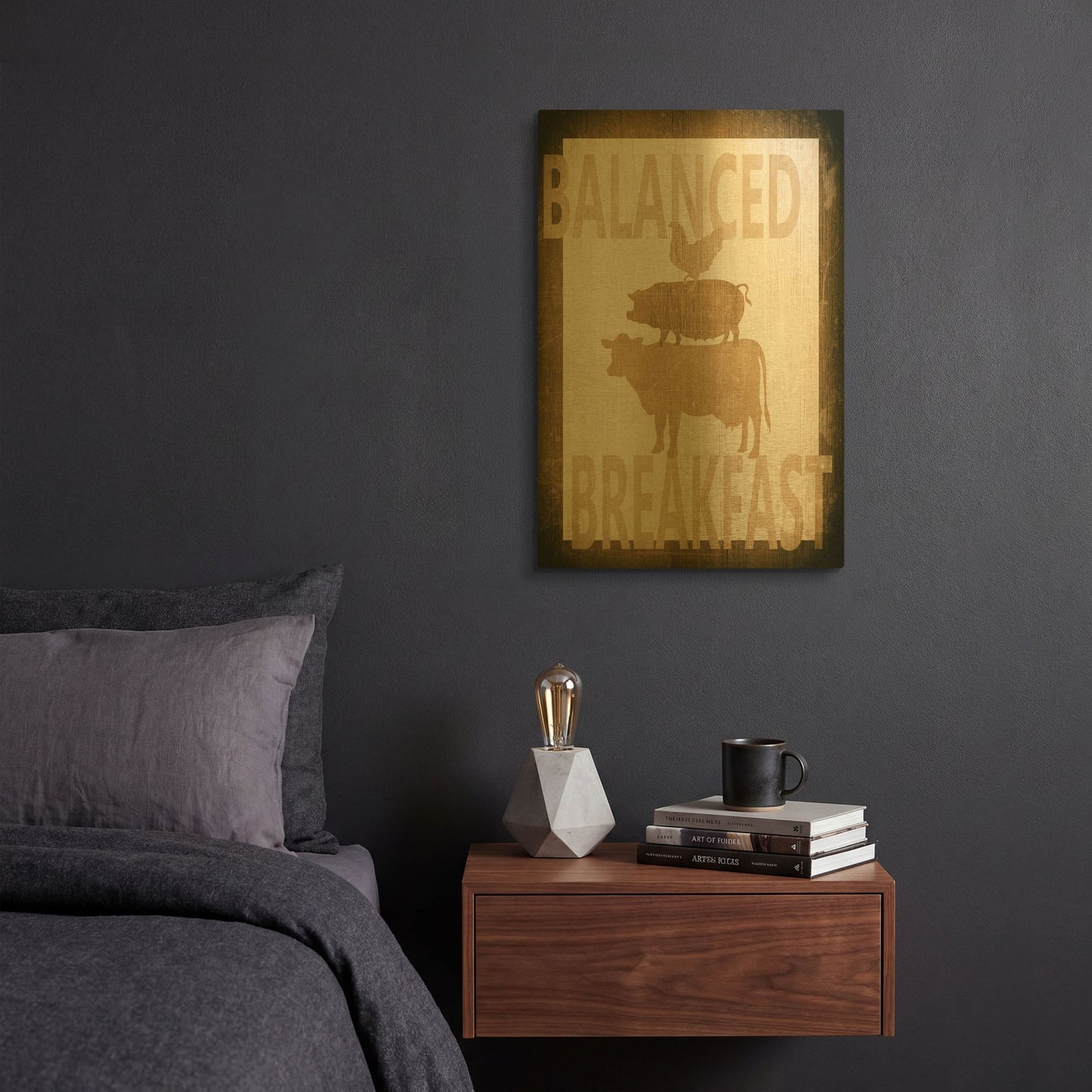 'Balanced Breakfast Two' By Alicia Soave Gold Metal Wall Art