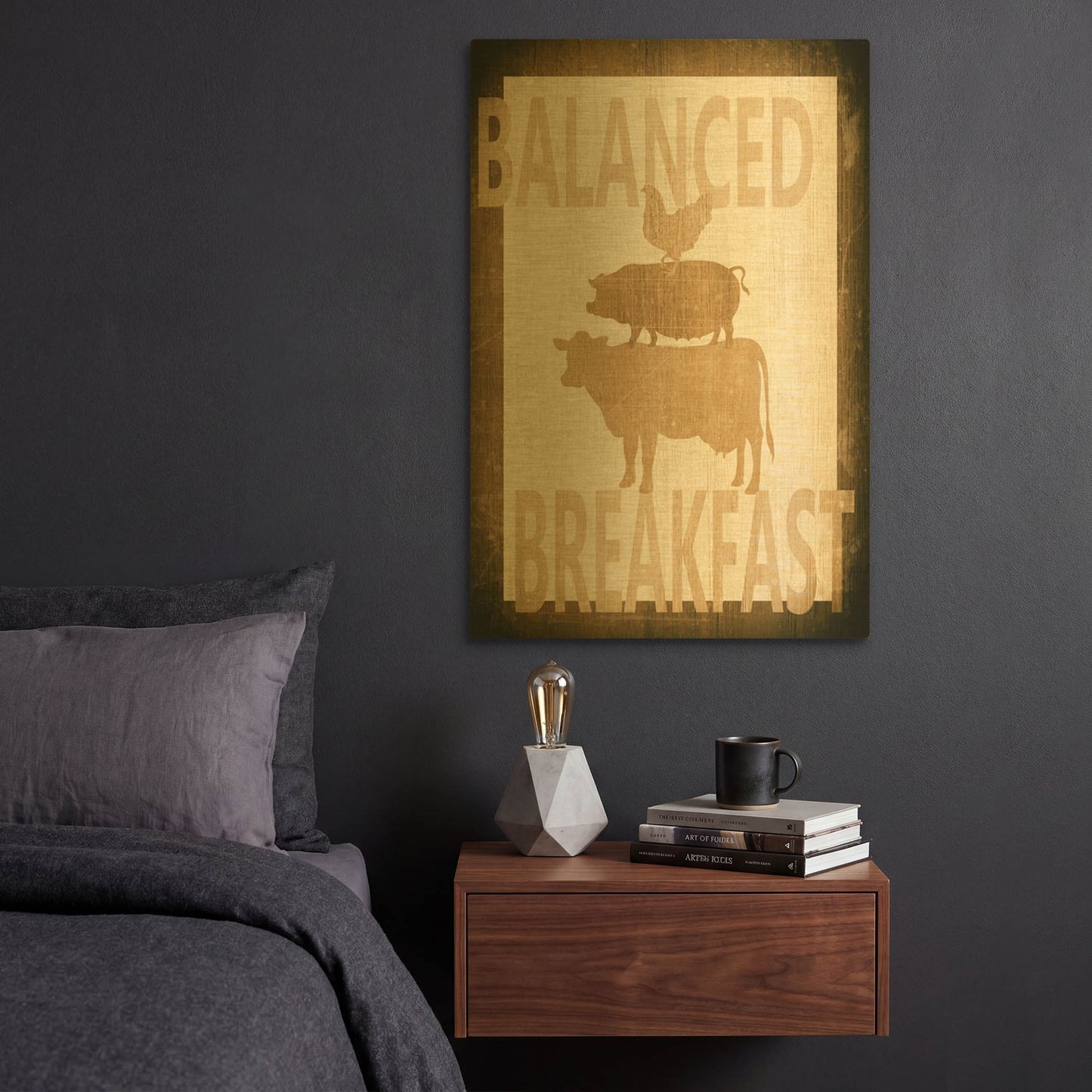 'Balanced Breakfast Two' By Alicia Soave Gold Metal Wall Art