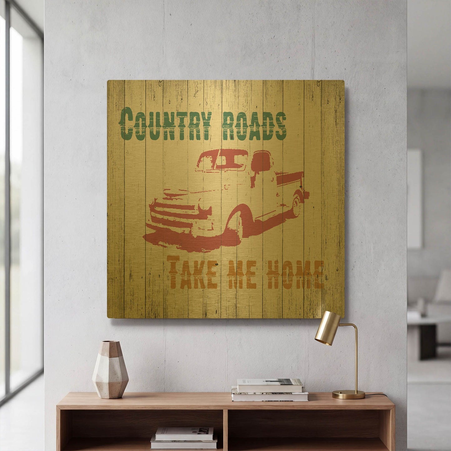 'Country Roads' By Alicia Soave Gold Metal Wall Art