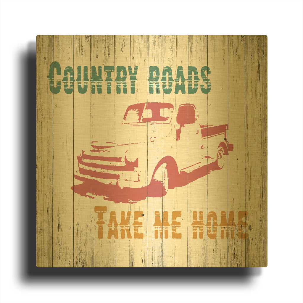 'Country Roads' By Alicia Soave Gold Metal Wall Art