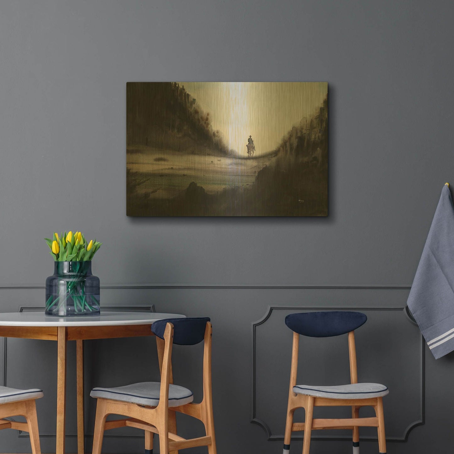 'Desolation' By Oscar Alvarez Pardo Gold Metal Wall Art