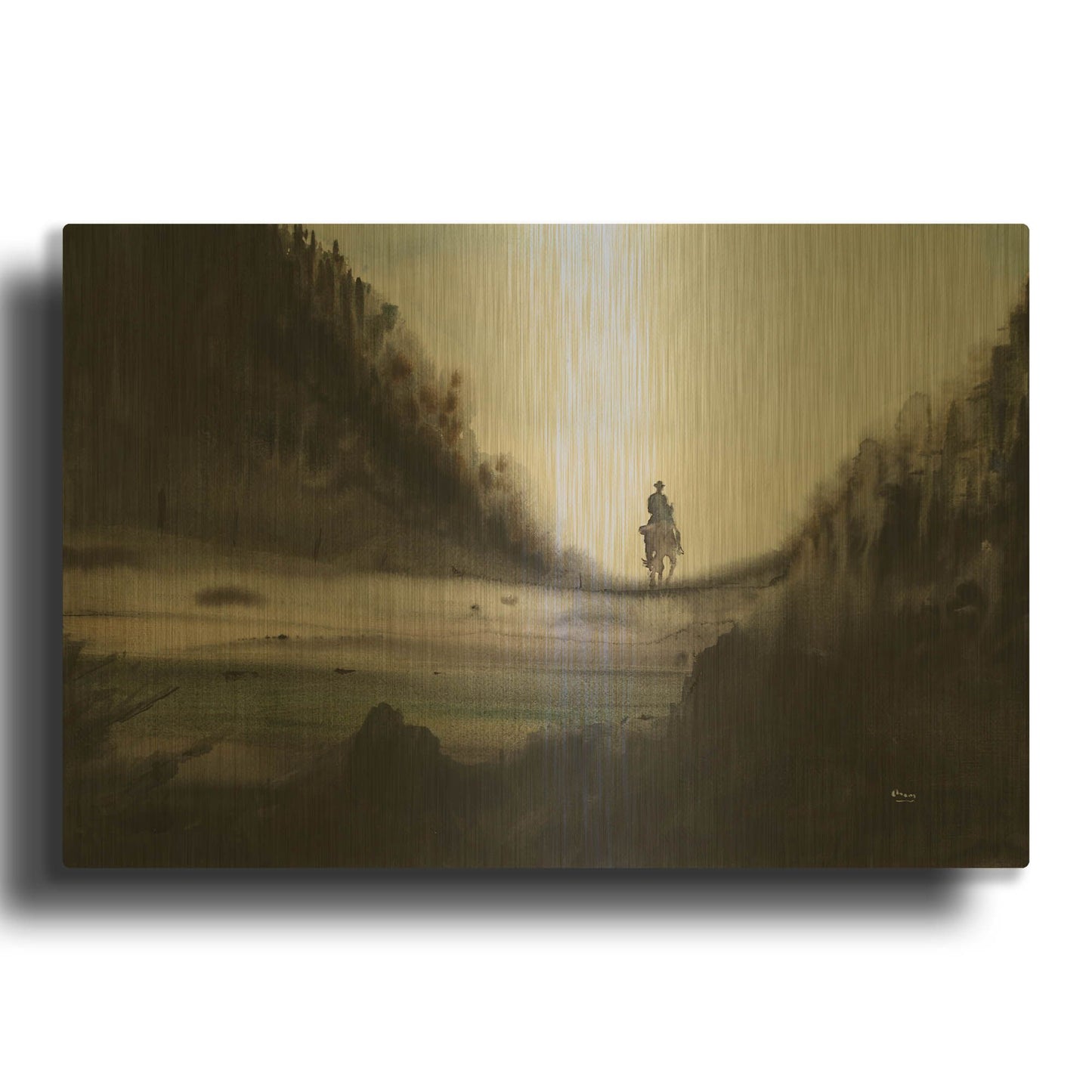 'Desolation' By Oscar Alvarez Pardo Gold Metal Wall Art