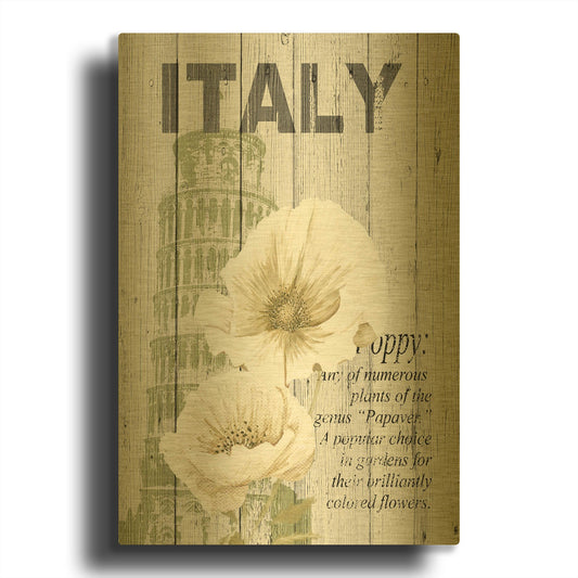 'Italy Poppies' By Alicia Soave Gold Metal Wall Art