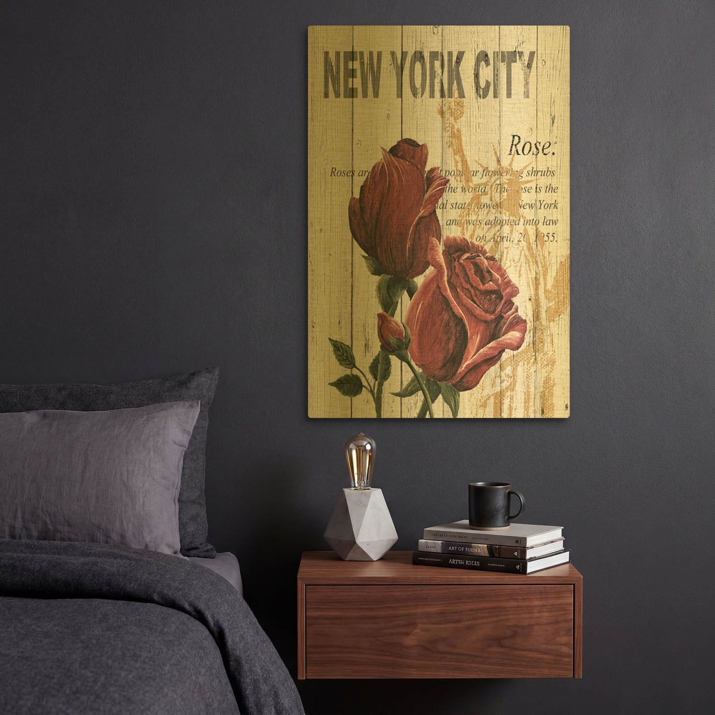 'New York Roses' By Alicia Soave Gold Metal Wall Art