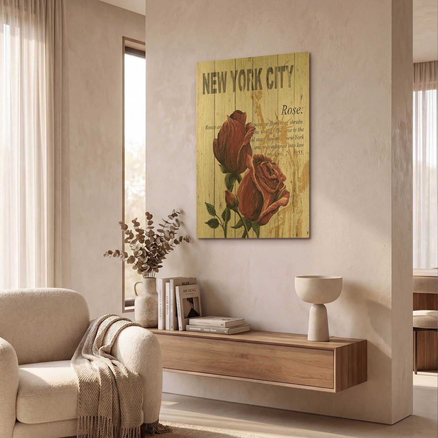 'New York Roses' By Alicia Soave Gold Metal Wall Art