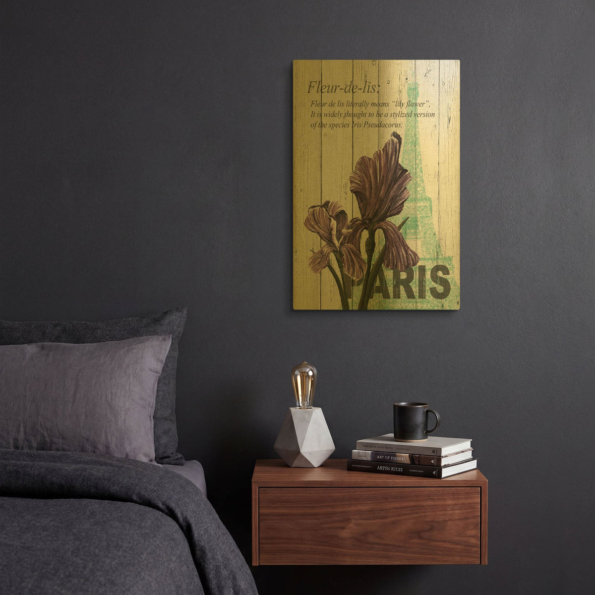 'Paris Iris' By Alicia Soave Gold Metal Wall Art