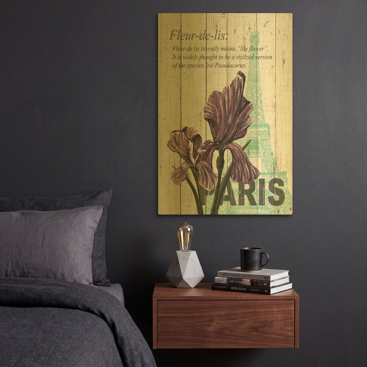 'Paris Iris' By Alicia Soave Gold Metal Wall Art