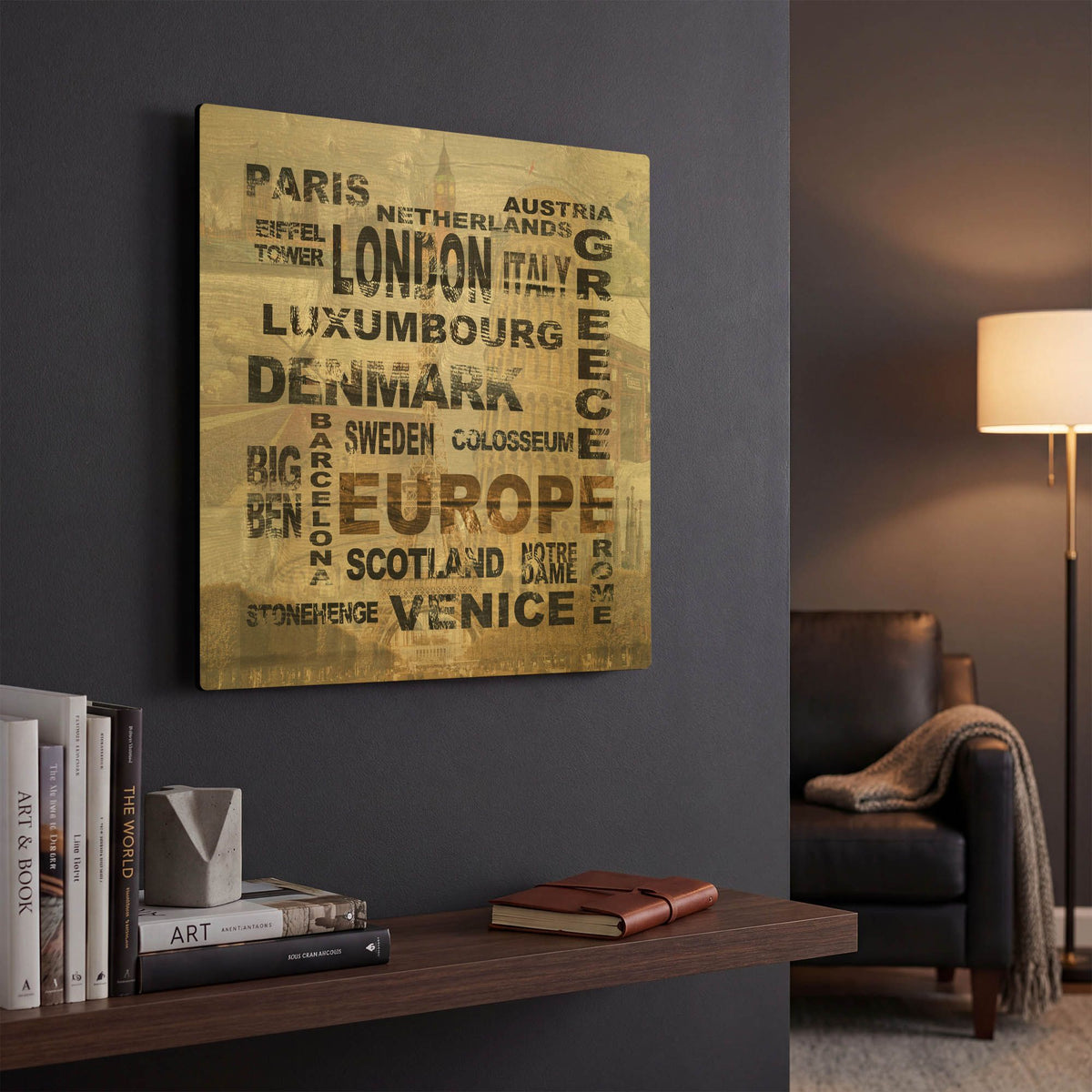 'Europe' By Alicia Soave Gold Metal Wall Art