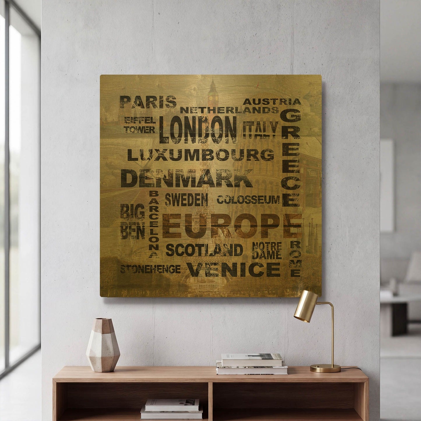 'Europe' By Alicia Soave Gold Metal Wall Art