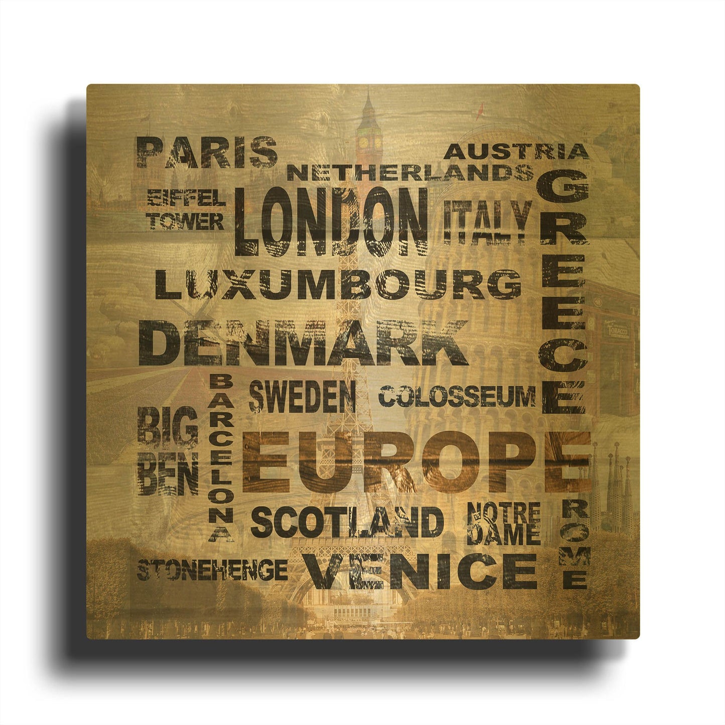 'Europe' By Alicia Soave Gold Metal Wall Art
