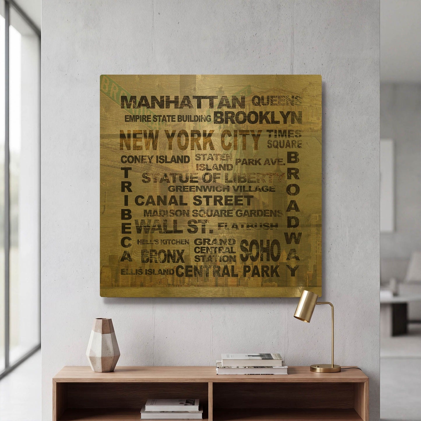 'New York City' By Alicia Soave Gold Metal Wall Art