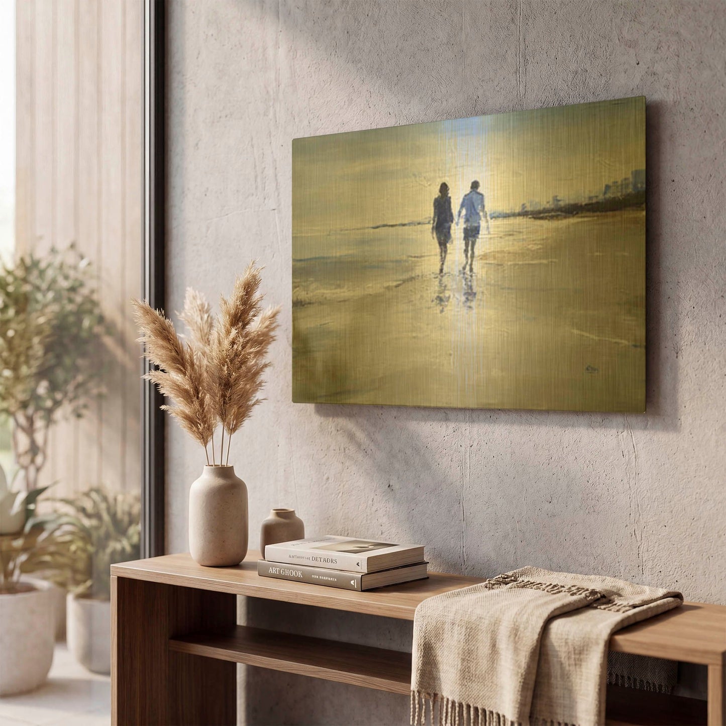 'Leisure' By Oscar Alvarez Pardo Gold Metal Wall Art