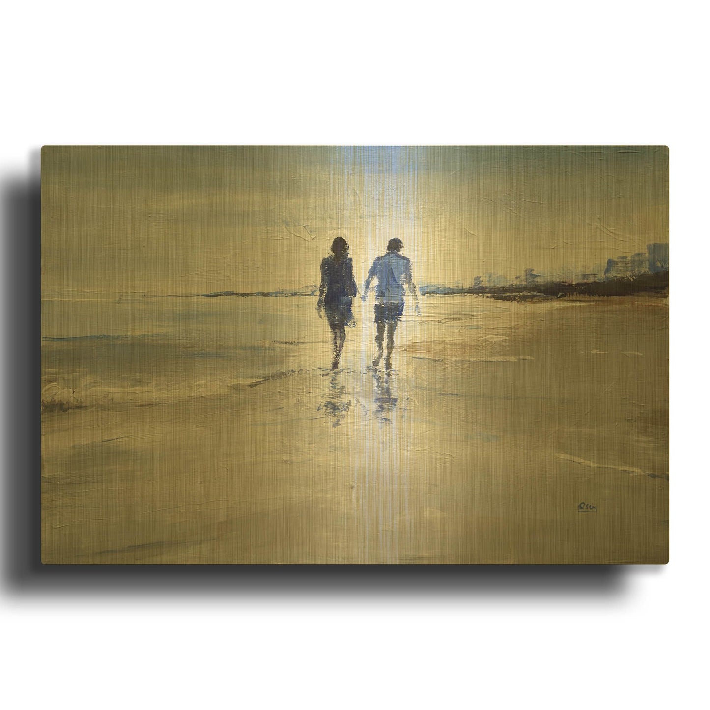'Leisure' By Oscar Alvarez Pardo Gold Metal Wall Art