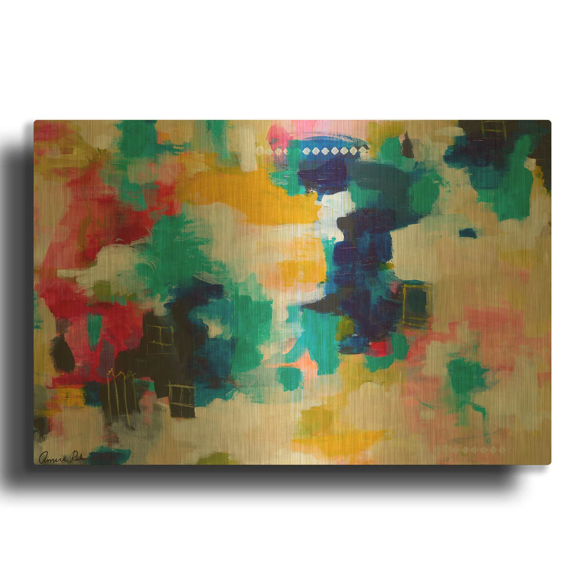 'House with a Picket Fence' By Amira Rahim Gold Metal Wall Art