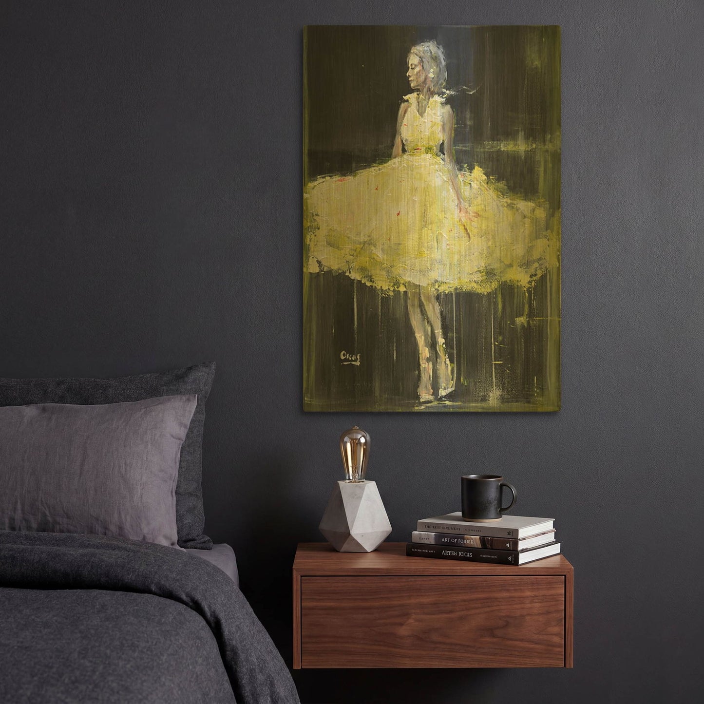 'Night Out' By Oscar Alvarez Pardo Gold Metal Wall Art