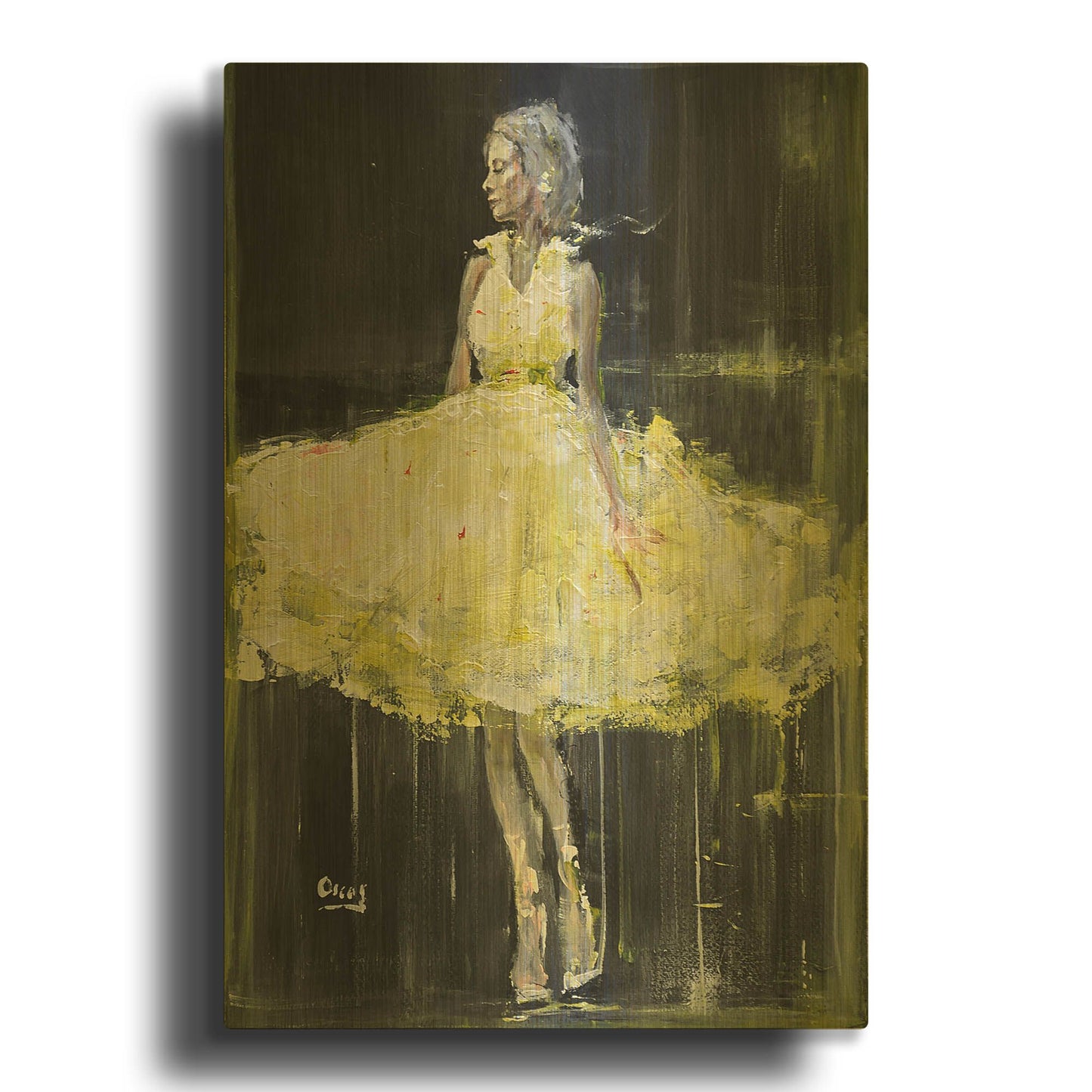 'Night Out' By Oscar Alvarez Pardo Gold Metal Wall Art