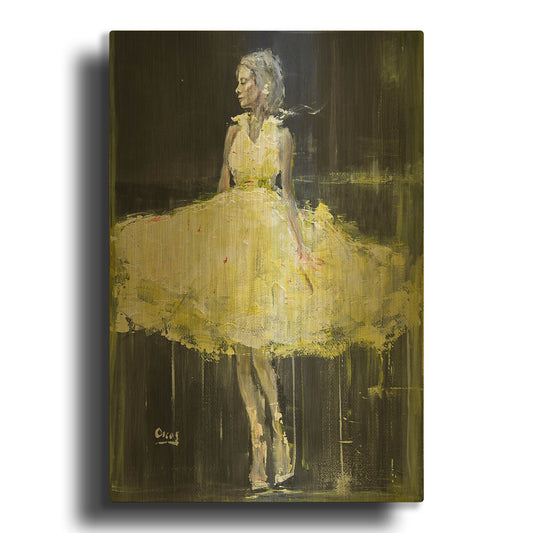 'Night Out' By Oscar Alvarez Pardo Gold Metal Wall Art