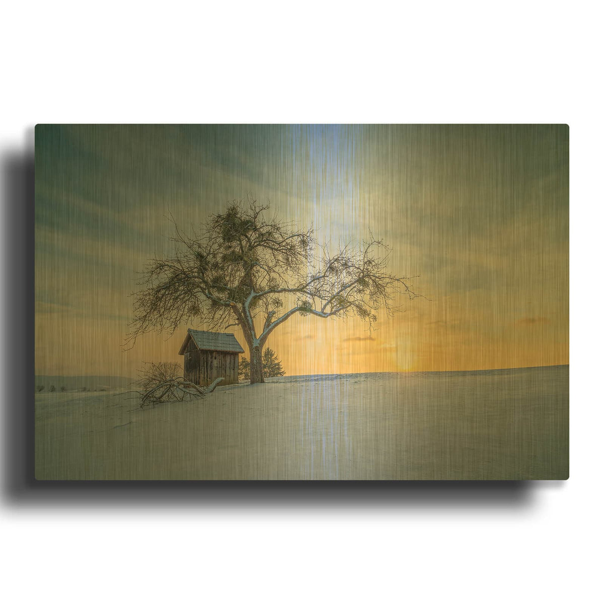 'Under The Mistletoe' By Anne Schneidersmann Gold Metal Wall Art